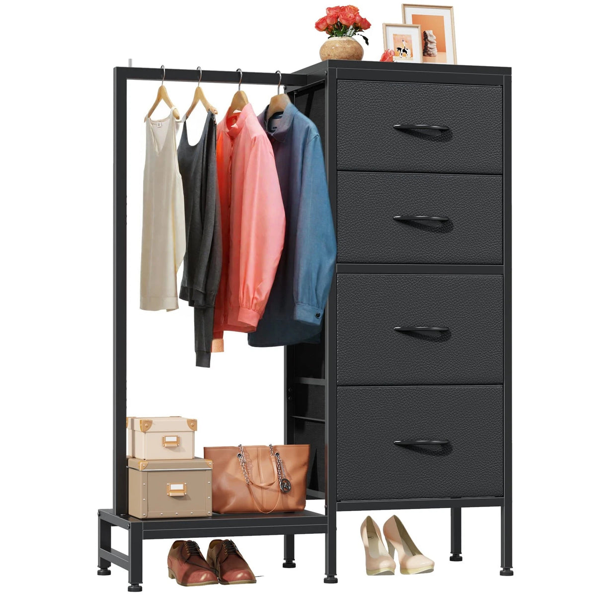 Dresser with Hanging Rack for HIGDBFE (4 Drawers, 12"D x 30"W x 44"H)