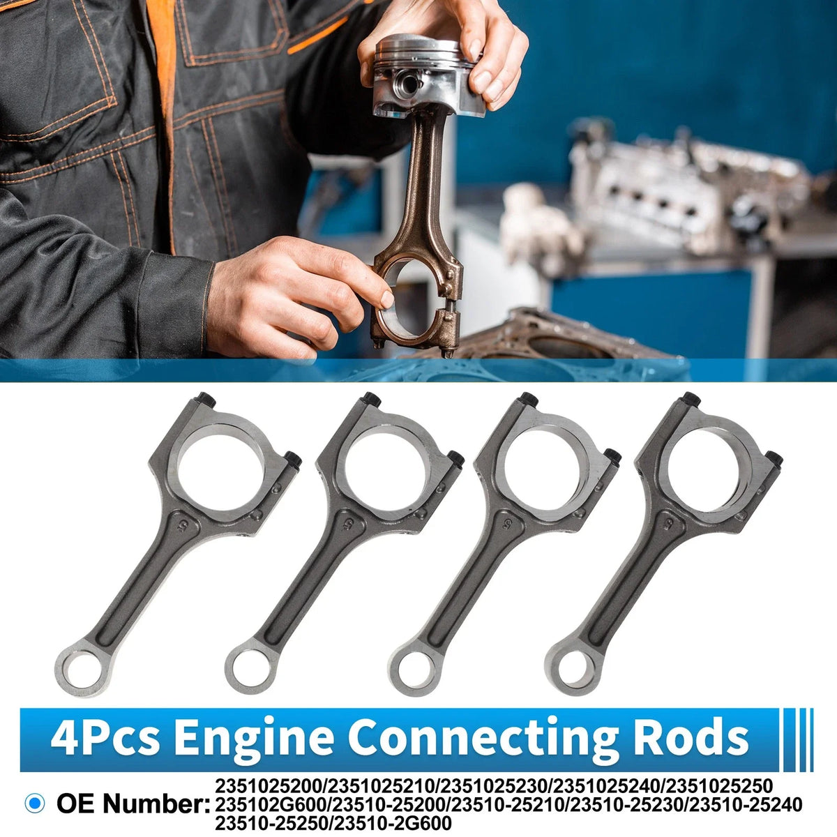 Set of 4 Engine Connecting Rods for Kia Optima (2008–2010) No. 2351025200