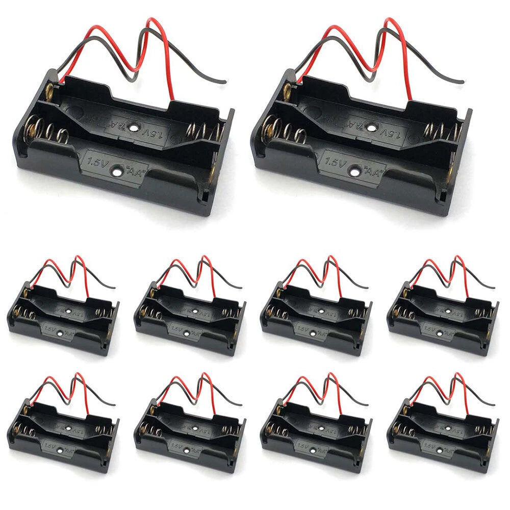 2X 3V Battery Holder Case Box for Series AA Batteries with Wire Leads (10 Pcs)
