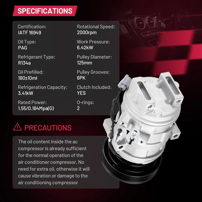 AC Compressor with Clutches for Acura TL CL Honda Accord (1999–2003)