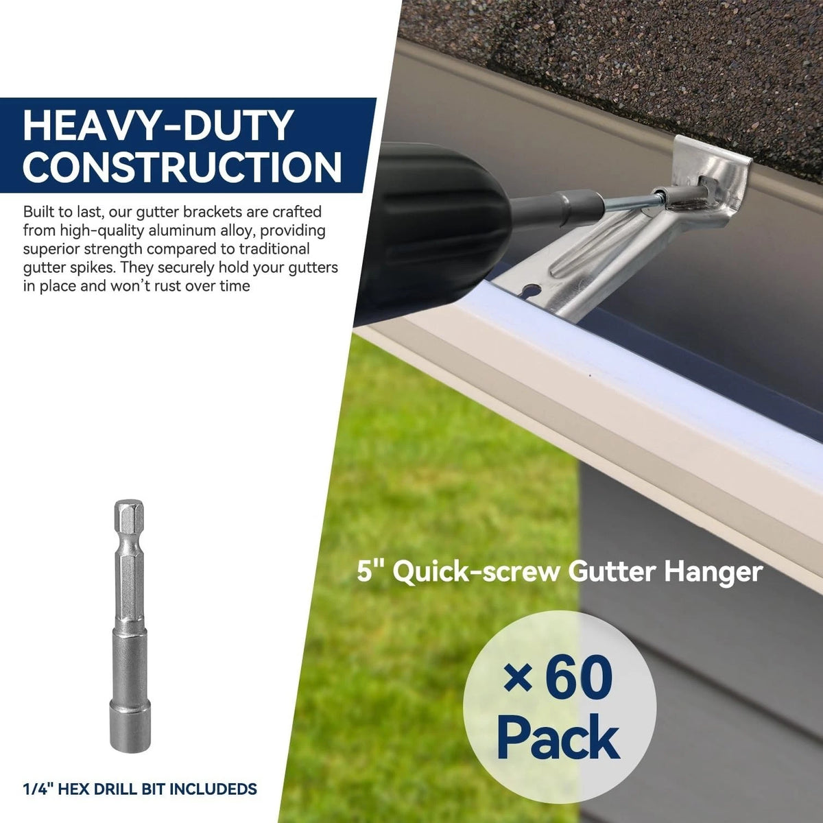 60 Pack Gutter Hangers for 5 Inch Gutters