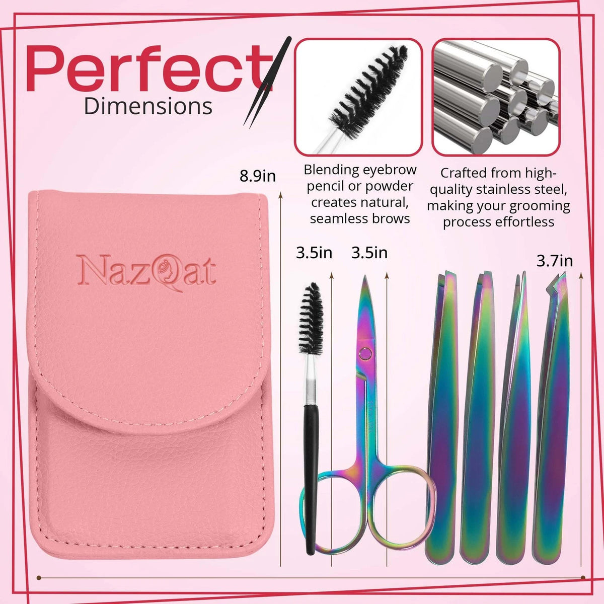 6-Piece Eyebrow Tweezers Set for Women & Men - Rainbow