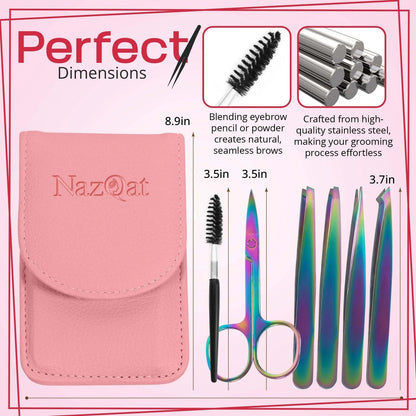 6-Piece Eyebrow Tweezers Set for Women & Men - Rainbow