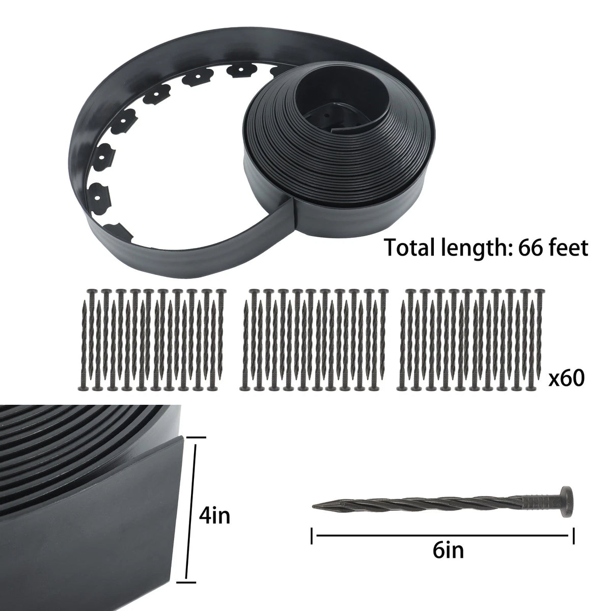 60pcs L-shaped Anchoring Spikes for Garden Edge Lawn Isolation Strip