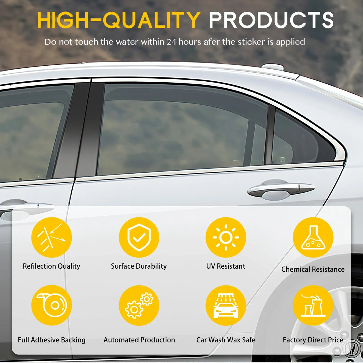 Set of 6 Pillar Posts for Volkswagen Passat (2011–2015) Black Trim Covers