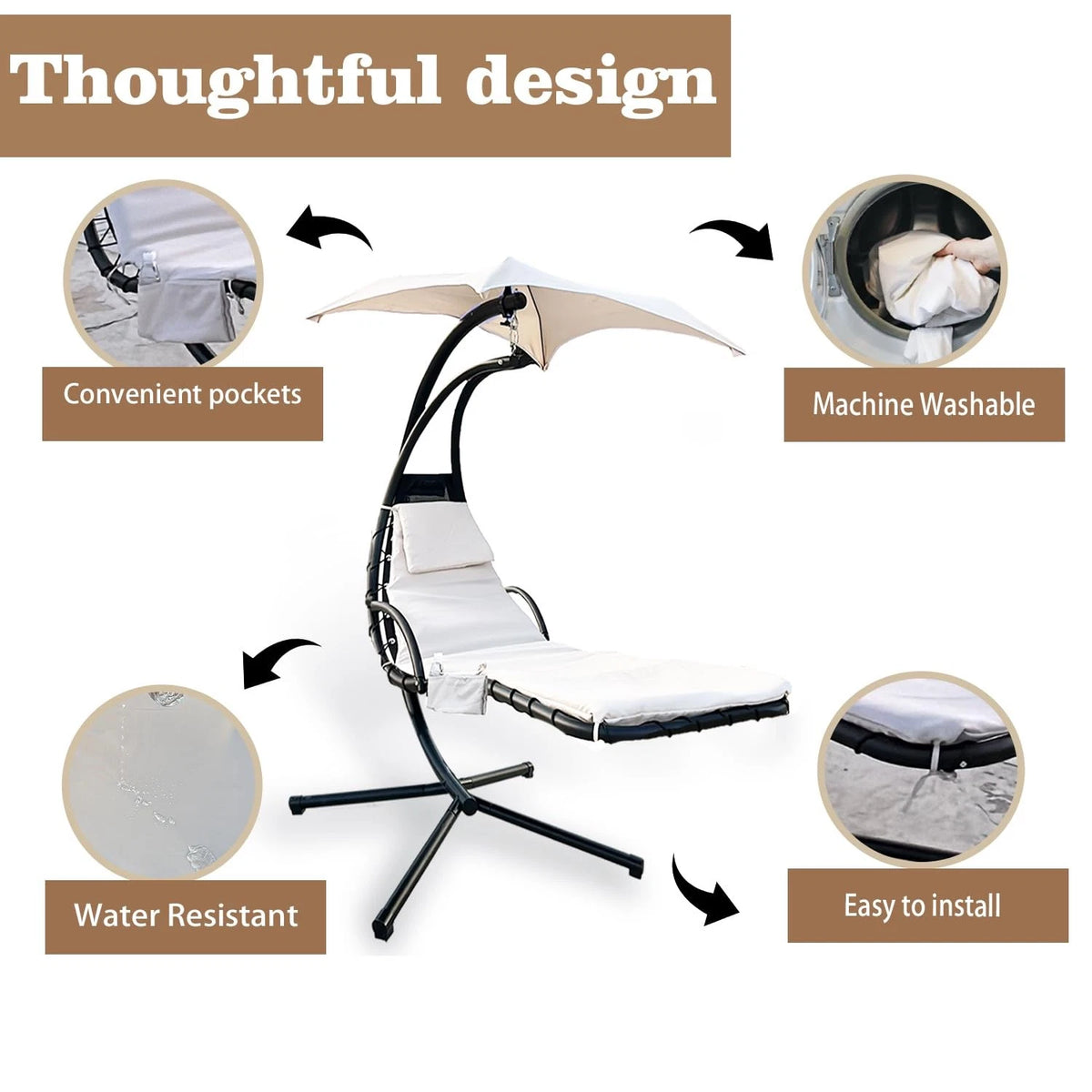 Outdoor Hanging Lounge Chair for (90"x29"x1")