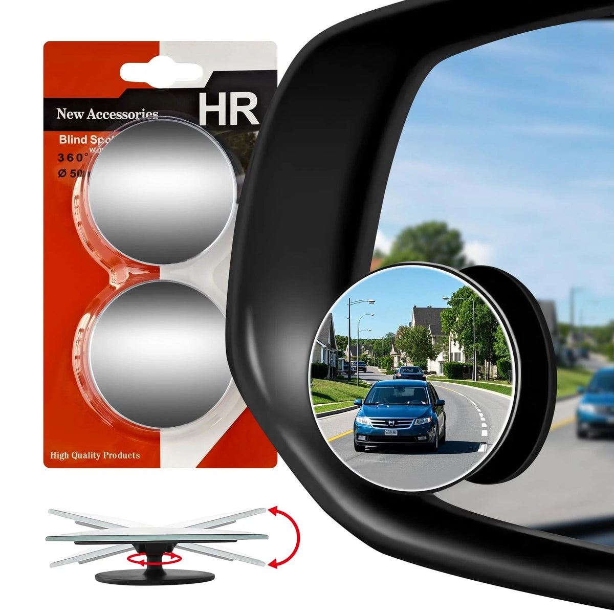 2X Blind Spot Mirrors for Car (HD 2 inches, Round, Silver)