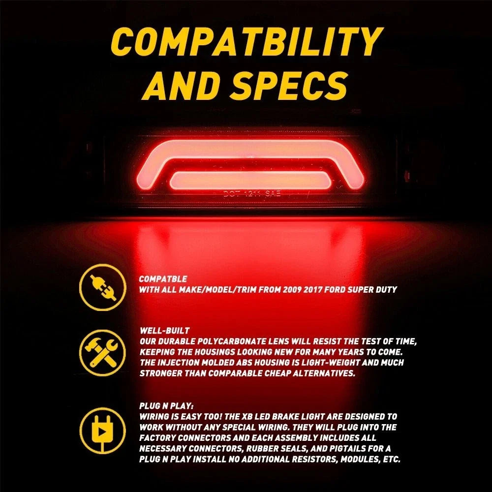 LED 3rd Brake Light for Ford F250/F350 SD (1999–2016) - Smoke Lens