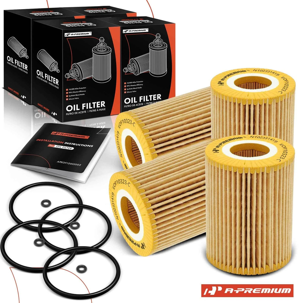 Set of 4 Engine Oil Filters for Jeep Grand Cherokee (2007–2009)