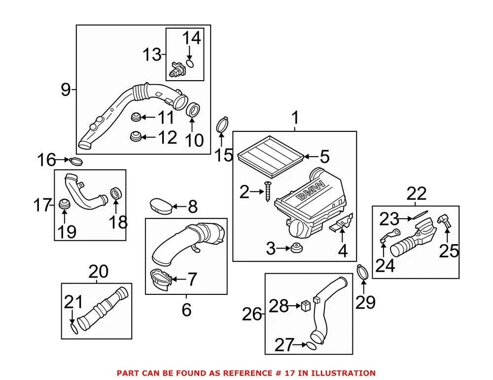 Lower Engine Air Intake Hose for BMW (13717631699)