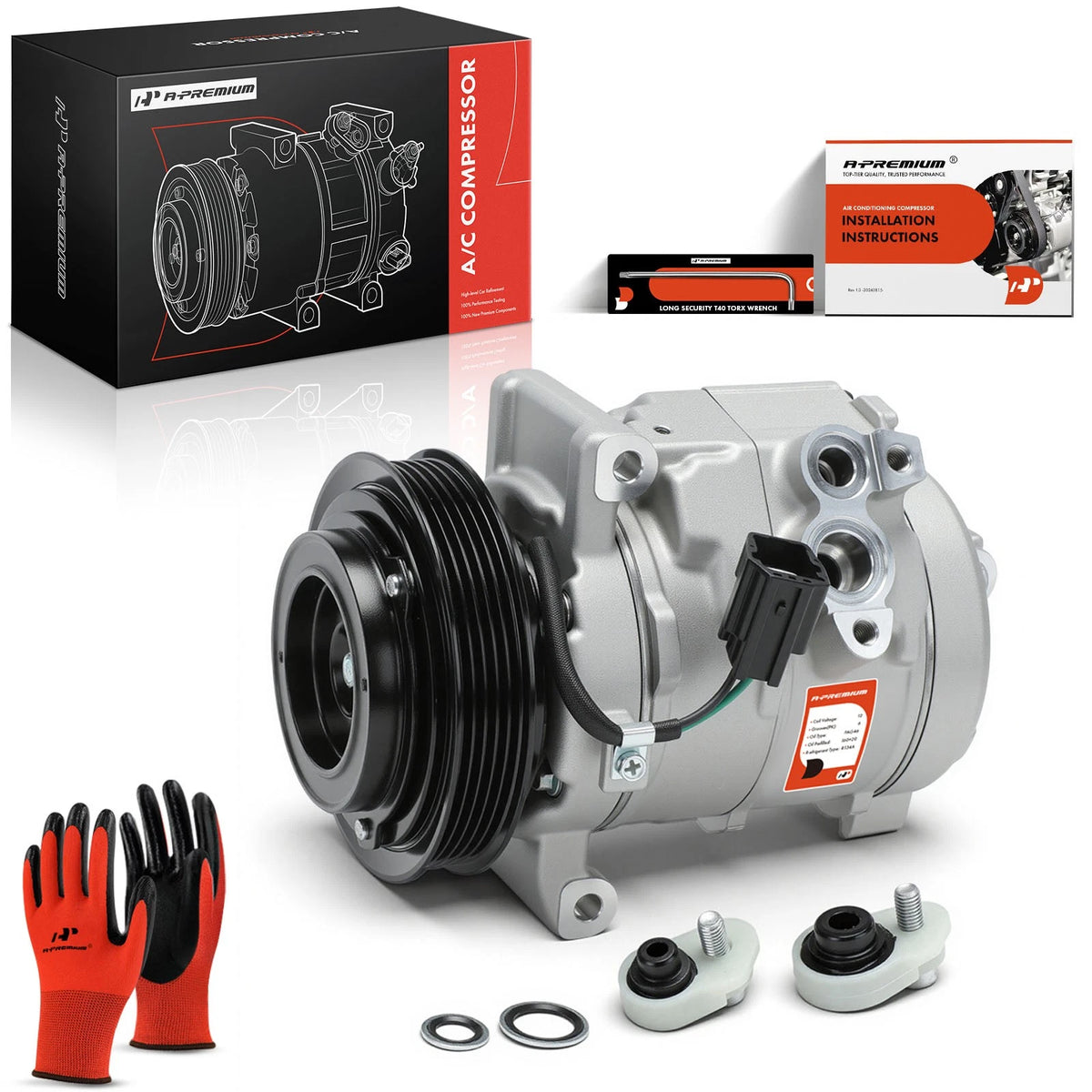 A-Premium A/C Compressor w/ 6-Groove Pulley & Clutch for Chevy Captiva Sport (2012–2015) - 20918603, CO30006C