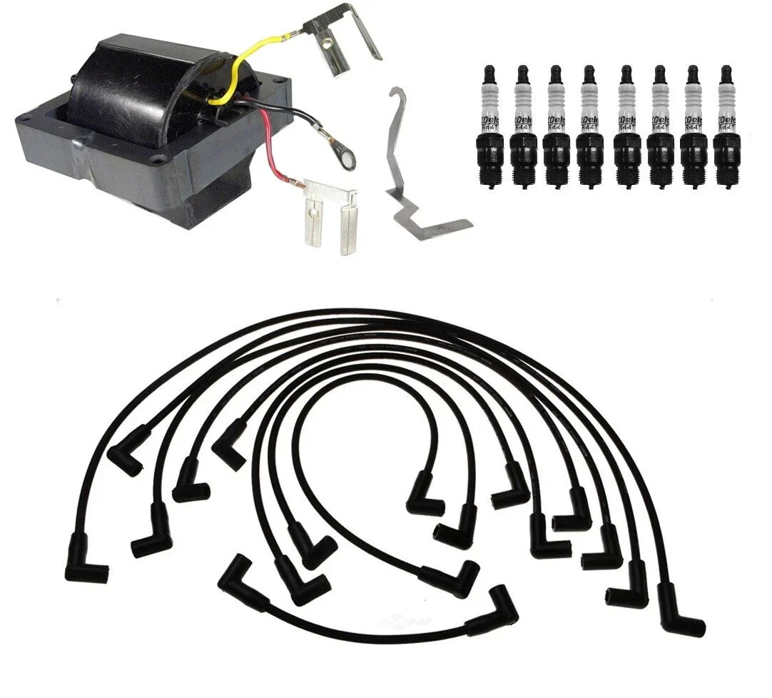 Ignition Wires & Spark Plugs Kit for GMC Jimmy, Chevy C20, C10 (1 Coil, 8 Plugs)