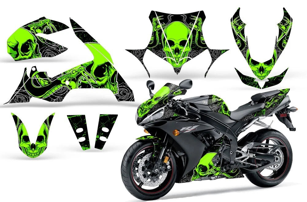 Graphics Kit for Yamaha YZF R1 (2004–2005) Green Decal Wrap
