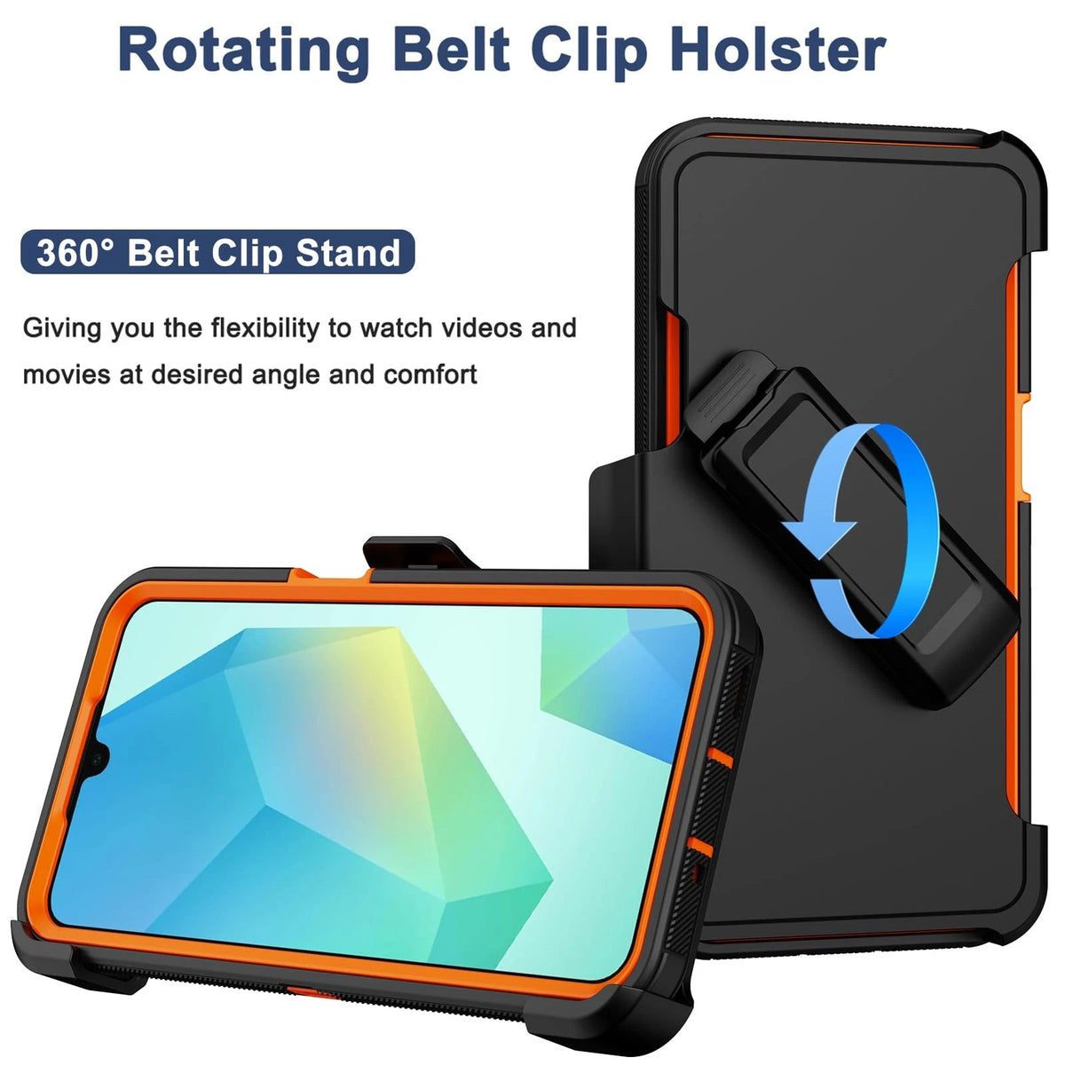 2X RubCase for Samsung Galaxy A16 5G (2023) - Orange with Belt Clip Holster