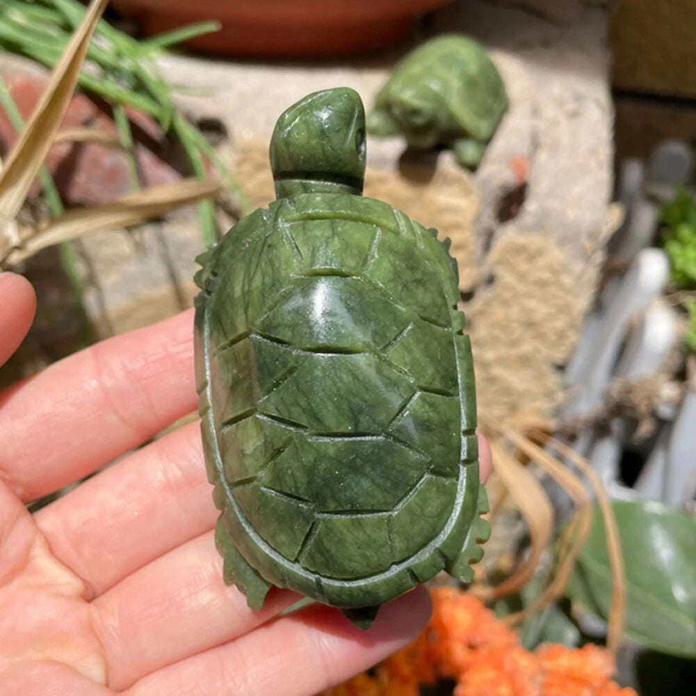 2pc Natural Crystal Quartz Jade Turtle Carved Specimen