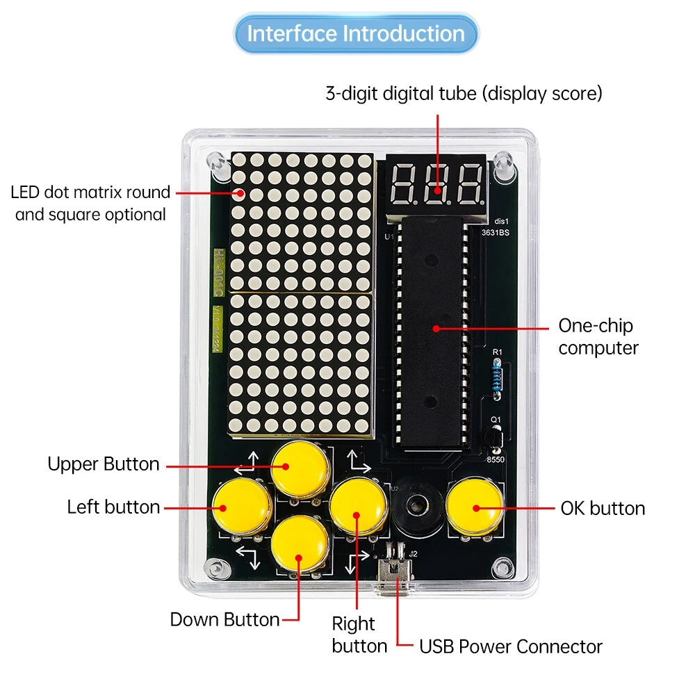 Electronic DIY 51 Microcontroller Game Console Kit for Classic Component