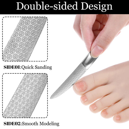 Curved Nail File for Toenails (4.9 Inch, Stainless Steel, Double-Sided)