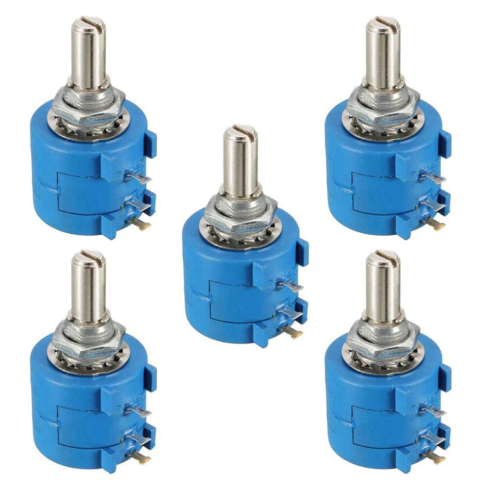 5X 10K Ohm Rotary Potentiometer Wirewound Precision 10 Turn for Automotive