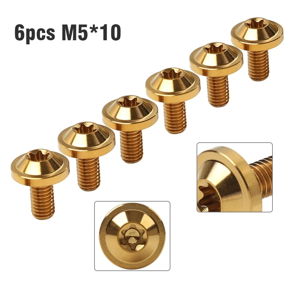Set of 6 Titanium M5 Truss Torx Bolts M5x10mm for Bike Motor Gold