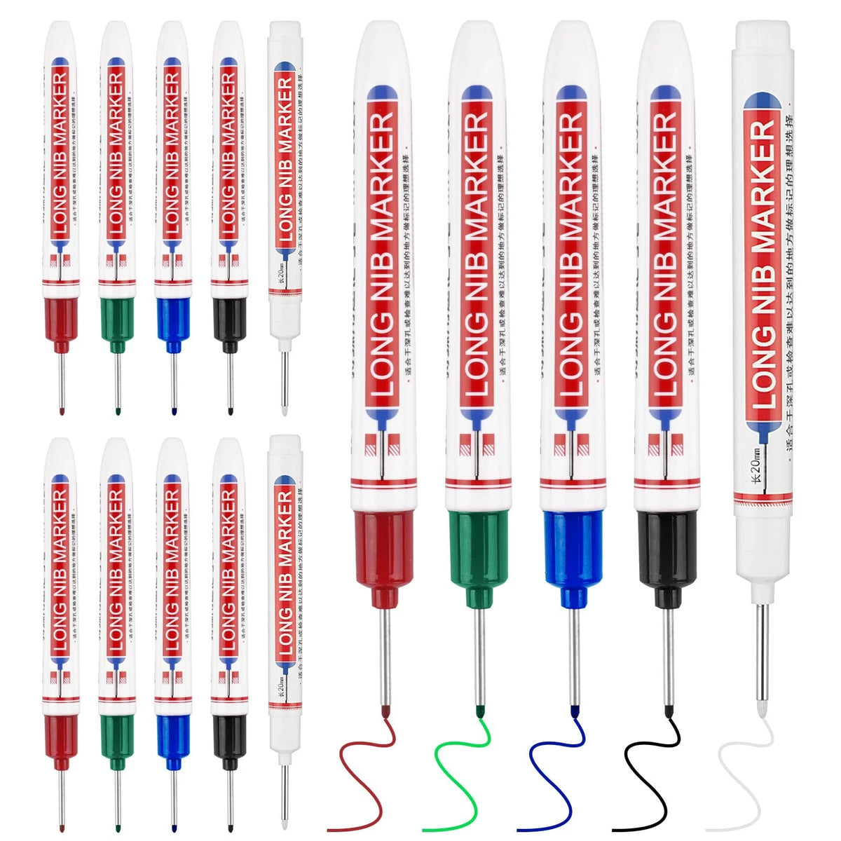 15 Pcs Long Nib Marker Pens for Deep Hole Marking