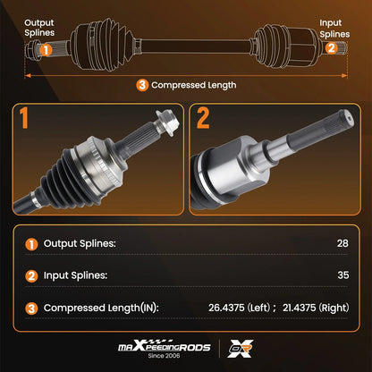 Set of 2 CV Axle Shaft Assemblies for Ford Escape, Mazda Tribute