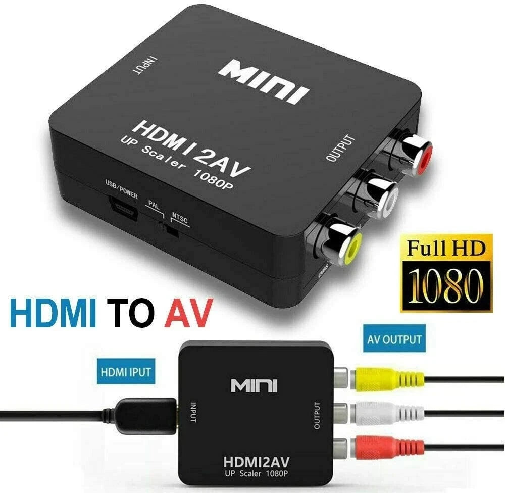 2X HDMI to RCA AV Adapter Converter Cable CVBS 3RCA 1080P Composite Video Audio