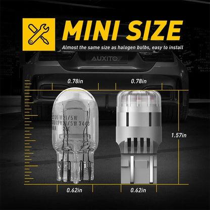 2X 7443 7444 Red LED Bulbs for Brake Tail Stop Parking Light
