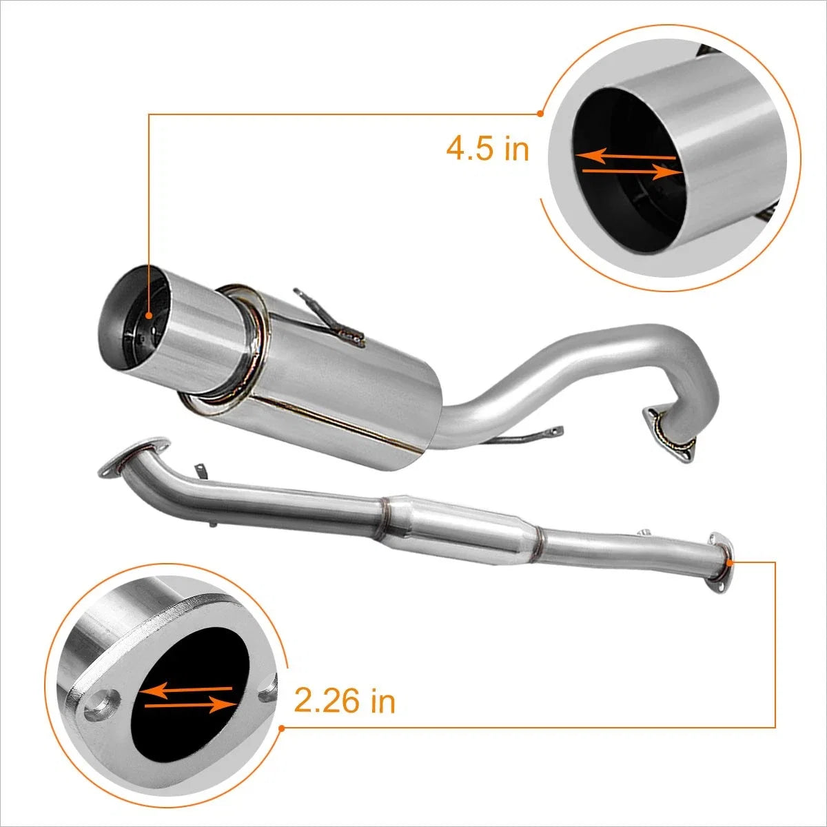 4.5" Muffler Tip Catback Exhaust for Eclipse/Talon (1995–1999)