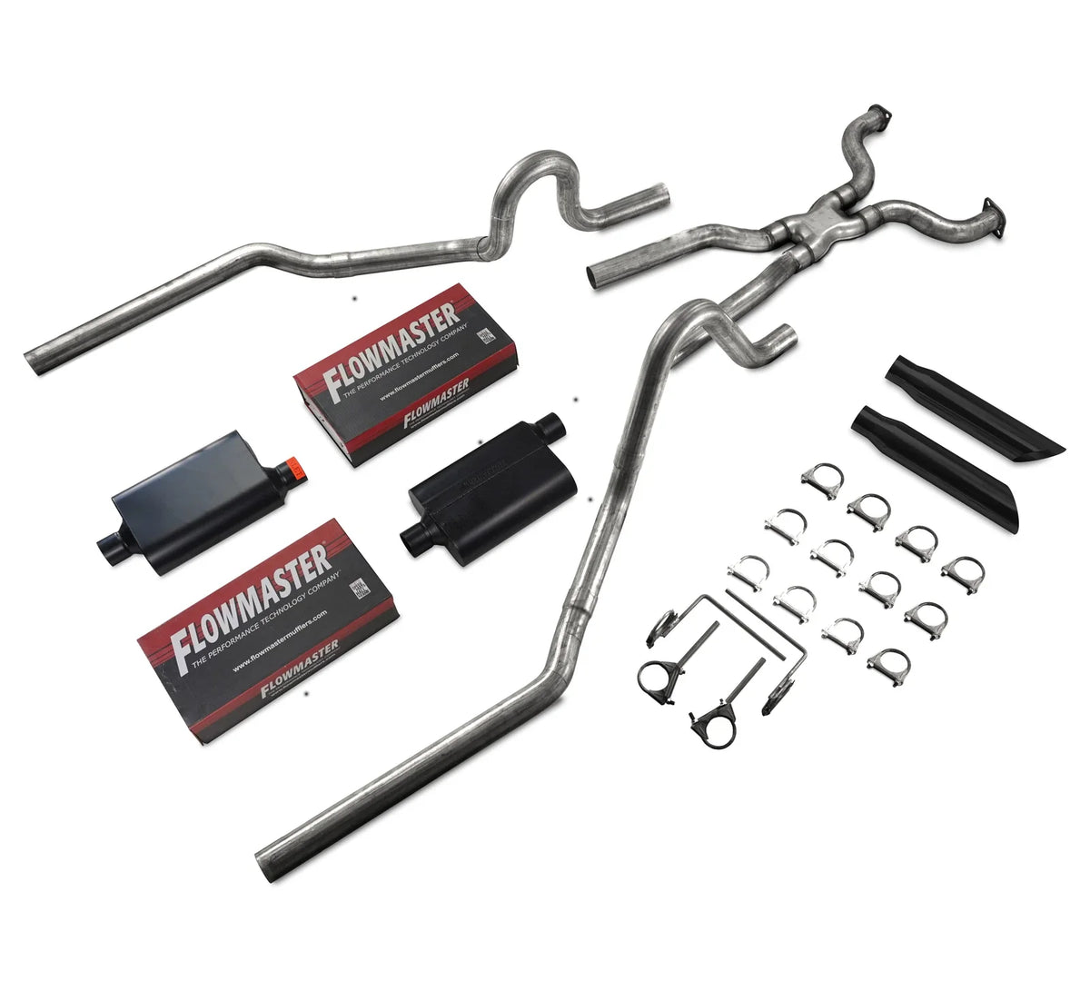 2.5" Dual Exhaust for Ford Crown Victoria P71 (2004–2011) Flowmaster 50 Series Black Tips