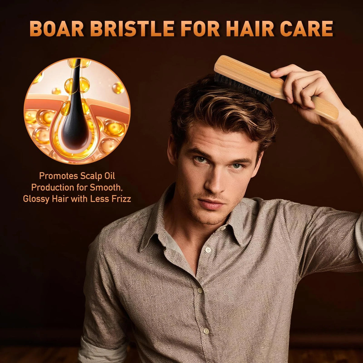 Boar Bristle Hair Brush for Men - Slick Back Style (2010–2023)