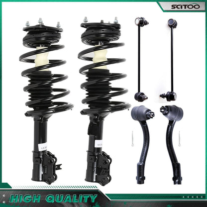Set of 2 Front Struts & Sway Bar Outer Tie Rods for Hyundai Accent (2006–2011)