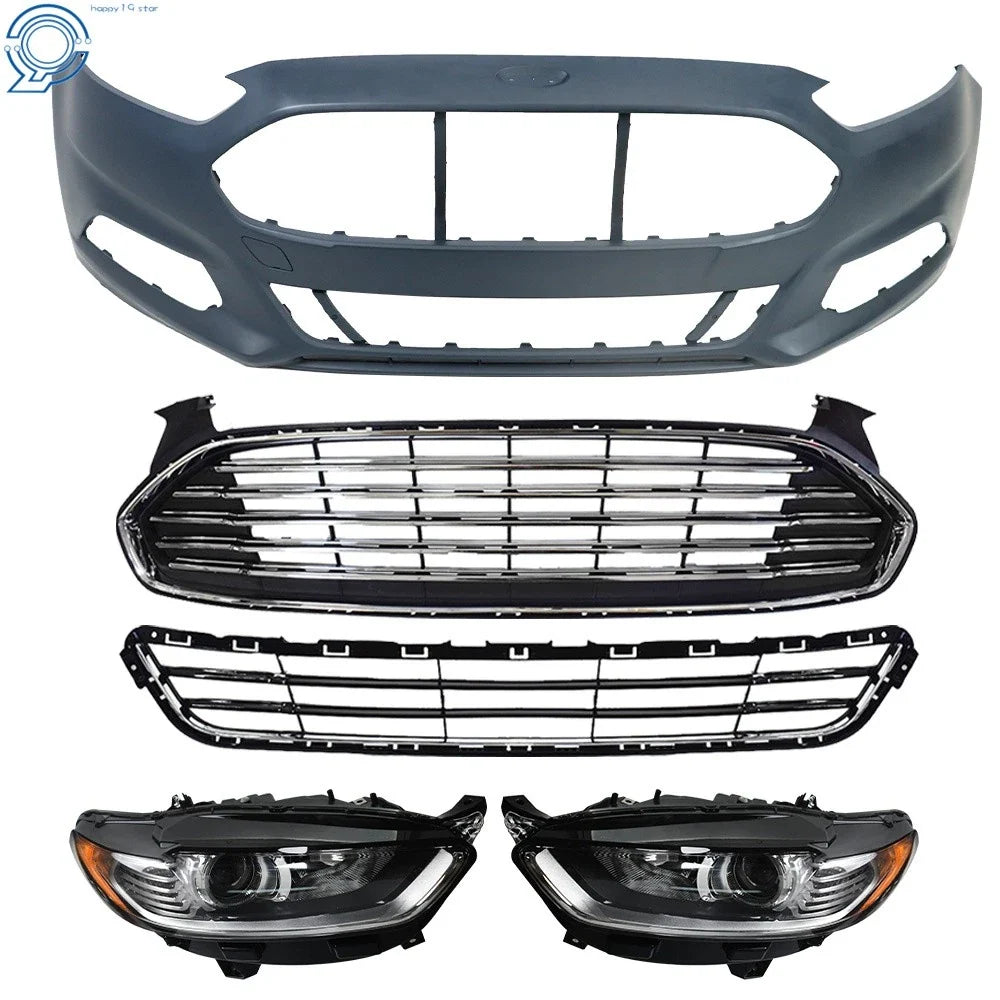 Headlight, Grille & Bumper Cover Kit for Ford Fusion (2013–2016)