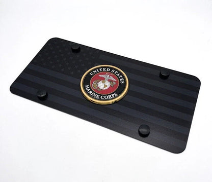 License Plate Cover Black American Flag for Marine Corps USMC (2000–2026)