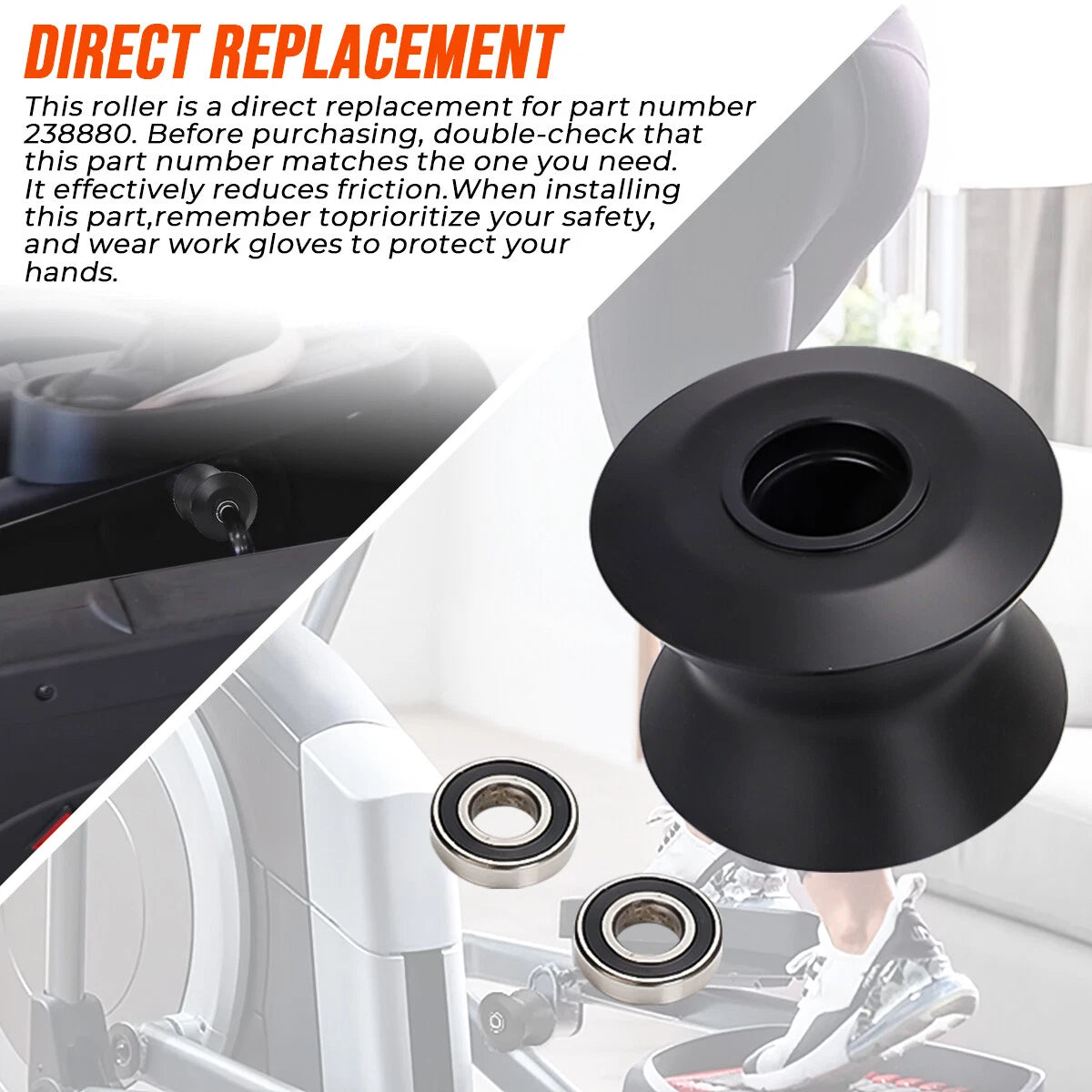 2X Elliptical Wheel Roller 238880 for Nordictrack Proform Healthrider