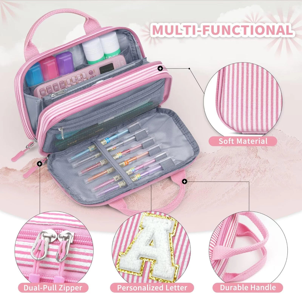 Pencil Bag for Girls - Large Capacity Cute Pencil Pouch Pen Case