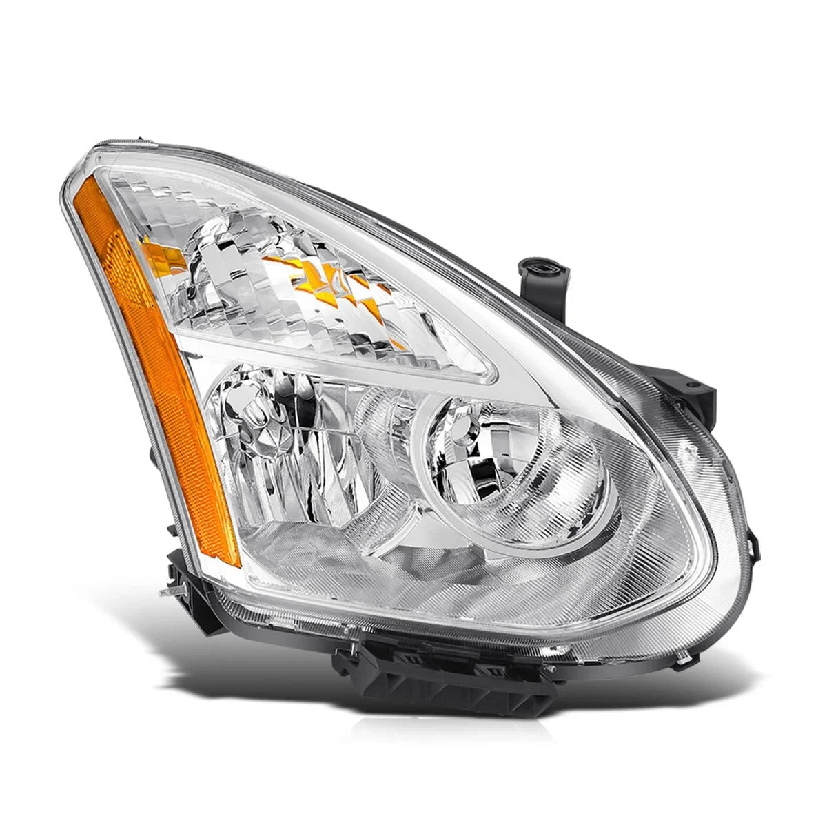 Right Side Headlight for Nissan Rogue (2009–2010) Chrome Amber Corner