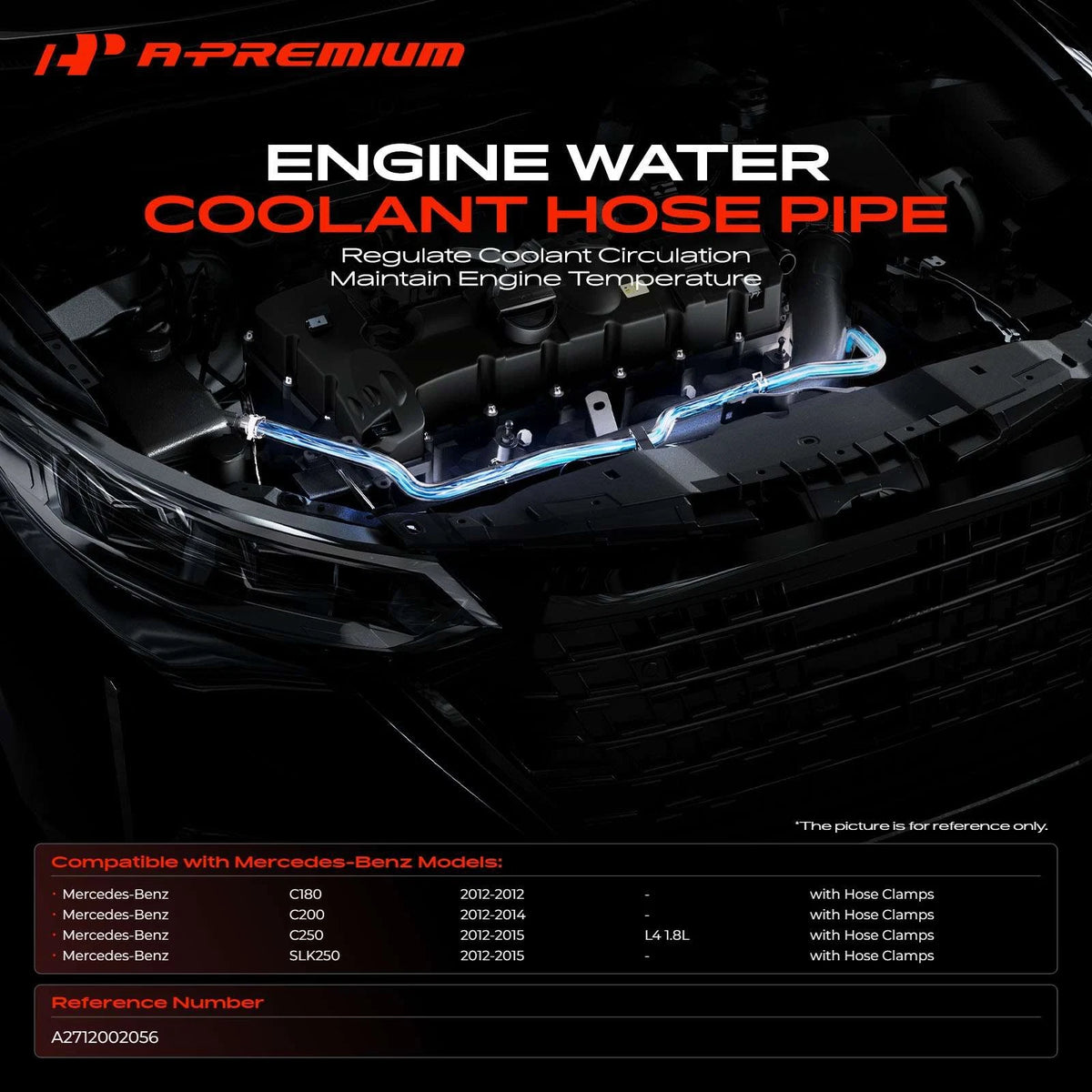 Water Coolant Pipe for Mercedes-Benz C200 C250 SLK250 C180 (2012–2014) A2712002056