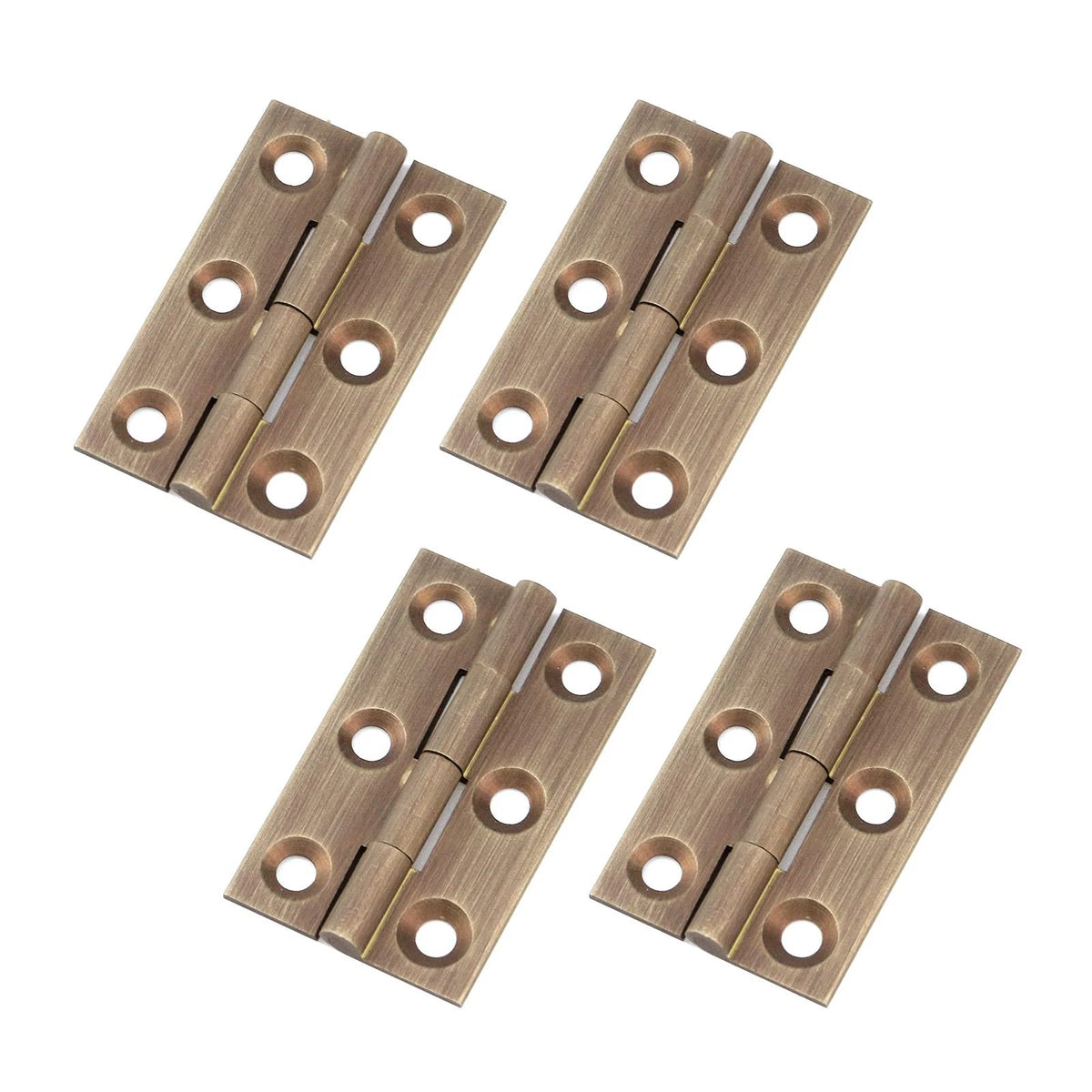 Set of 4 Mini Solid Brass Hinges for Cabinet (1.5", Antique Bronze)