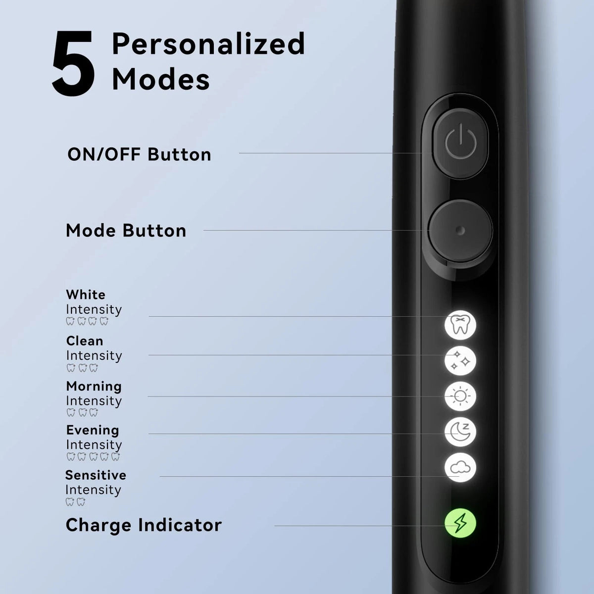 Electric Toothbrush for SEAGO Soft Round (Pack of 1) - Black