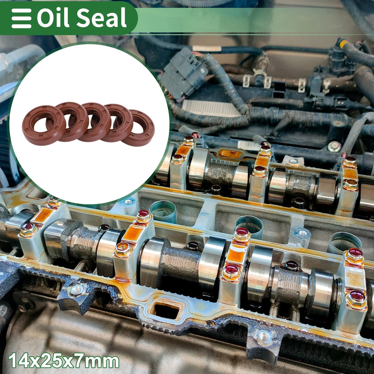 Set of 5 Oil Seal Rotary Shaft Seal 14x25x7mm for Various Models