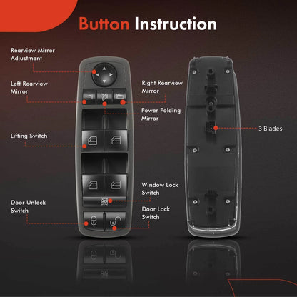 Front Left Power Window Switch for Mercedes A160 A190 B180 (2004–2005) 1698206710, A1698206710