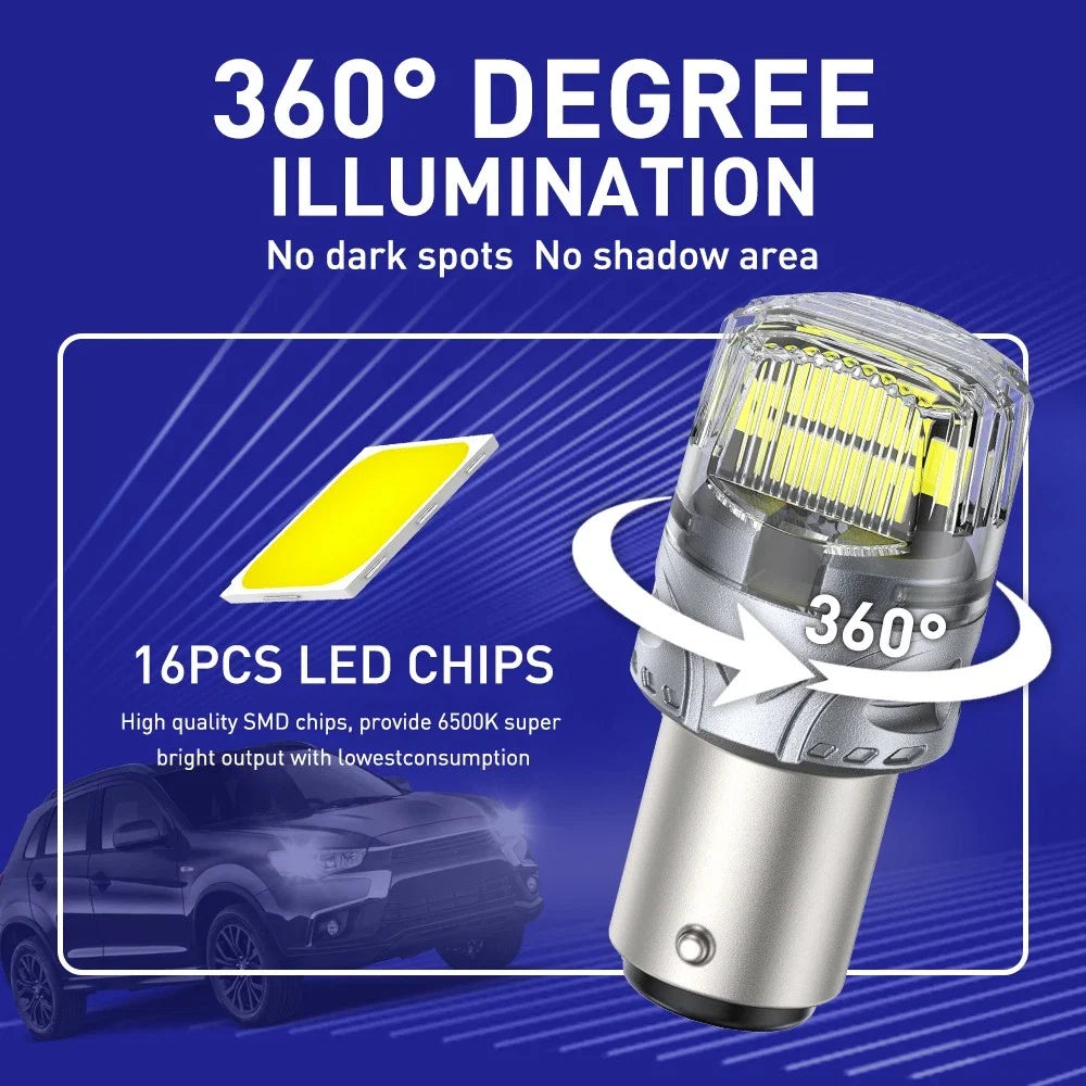 2X 1157 Error Free White LED Turn Signal Bulb for