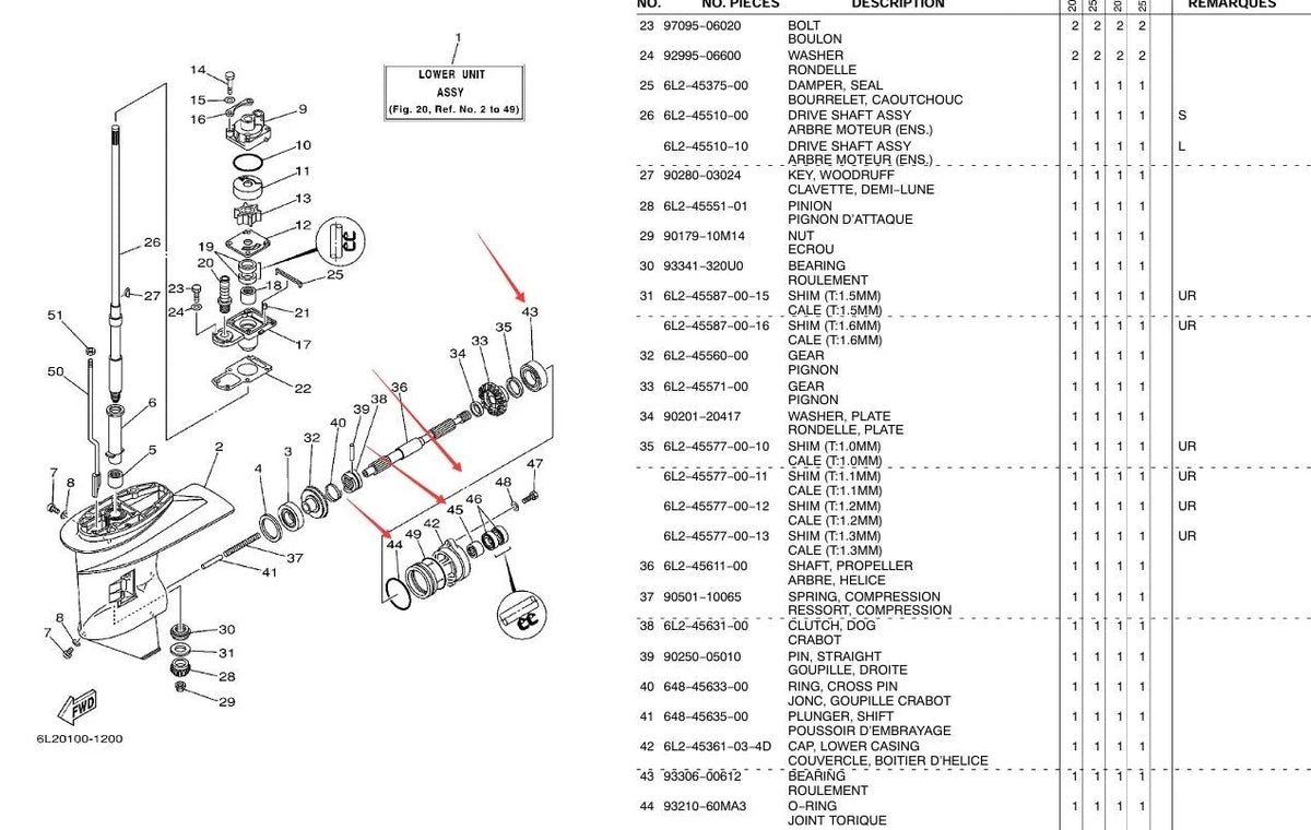 Housing Repair Kit for Yamaha 2T 20HP 25HP Outboard (6L2-45361-03-4D, 93306-00612)