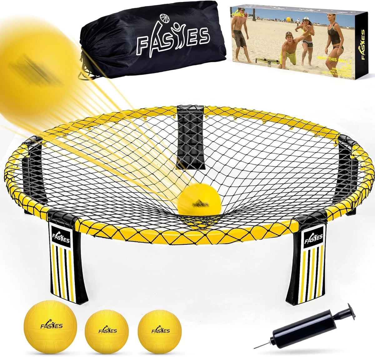 Set of 3 Roundnet Balls with Net and Backpack for Adventure