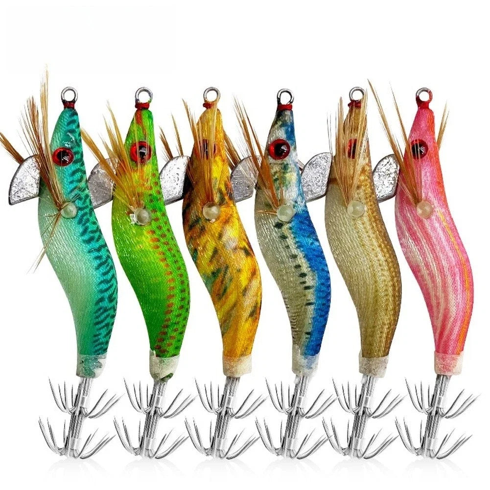 Glow in Dark Wooden Squid Shrimp Jig 1.5 Oz for Night Fishing
