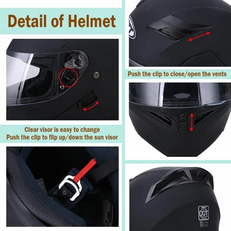 Modular Flip-up Motorcycle Helmet for (DOT Approved)