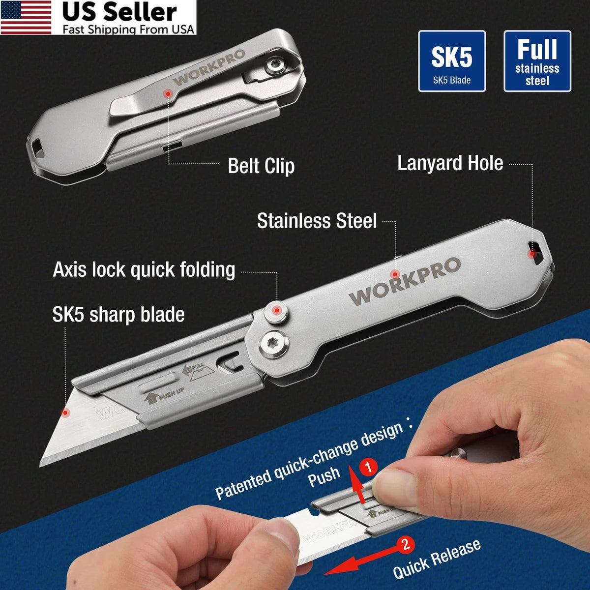 3-Pack Folding Utility Knife for Quick Use (3 inches)
