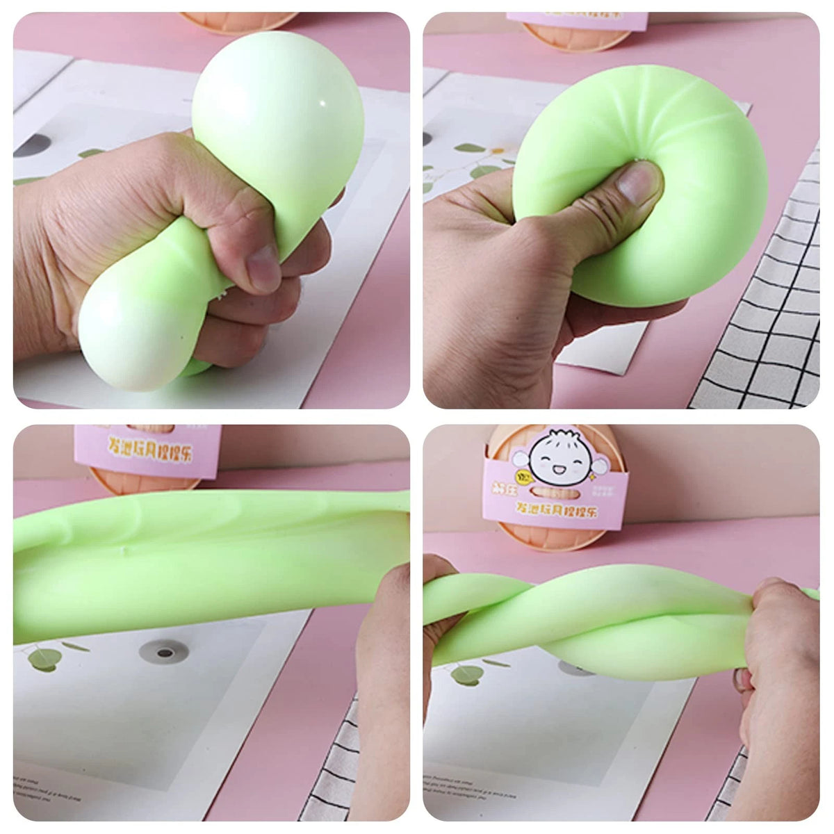 Set of 4 Colorful Dumpling Stress Balls Fidget 1.6 inches