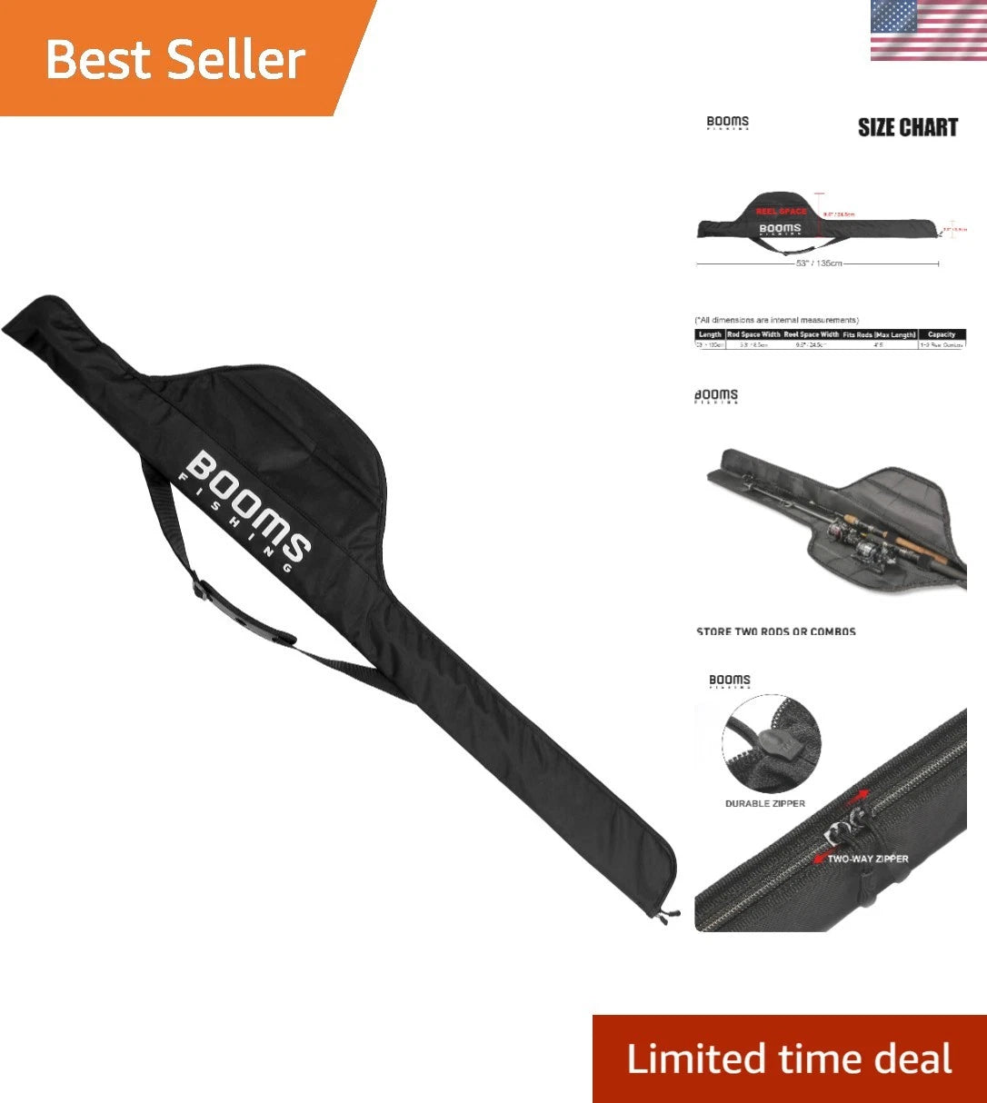 2X Lightweight Fishing Pole Bag for 2 Rods with Reels, Waterproof, Portable