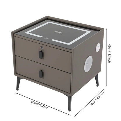 Bluetooth Speaker Bedside Table with Light & Wireless Charging